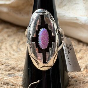 Sterling Silver Pink Opal Navajo Felix Perry Ring